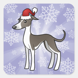 Pegatina Cuadrada Navidades Greyhound / Whippet / Greyhound italiano