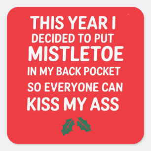Pegatina Cuadrada Navidades groseros Noel divertidísimo árbol de Nav