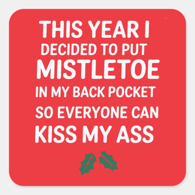 Pegatina Cuadrada Navidades groseros Noel divertidísimo árbol de Nav (Anverso)