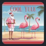 Pegatina Cuadrada Navidades Guay Yule Santa y Flamingos Beach<br><div class="desc">Presentamos nuestros Guay Yule Santa y Flamingos Beach Christmas Stickers - una mezcla de tradición de vacaciones y diversión tropical! Santa y sus amigos flamingo en una playa de arena.</div>