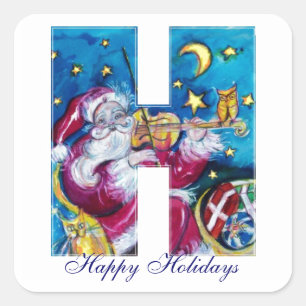 PEGATINA CUADRADA NAVIDADES H CARTA / INSPIRADO SANTA MONOGRAM