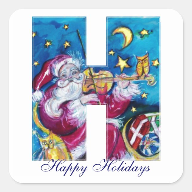 PEGATINA CUADRADA NAVIDADES H CARTA / INSPIRADO SANTA MONOGRAM (Anverso)