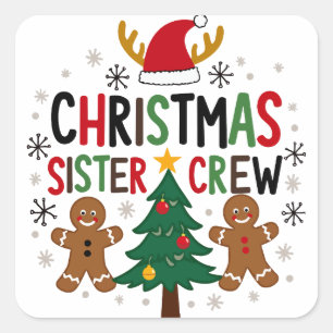 Pegatina Cuadrada Navidades Hermanas de la Tripulación Festividad de