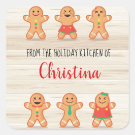 Pegatina Cuadrada Navidades Holiday Gingerbread