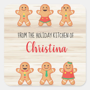 Pegatina Cuadrada Navidades Holiday Gingerbread