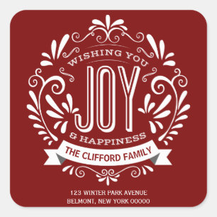 PEGATINA CUADRADA NAVIDADES HOLIDAY JOY CHALKBOARD DIRIGIDOS A PEGAT