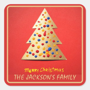 Pegatina Cuadrada Navidades Holly Berry en horneado de comida casero