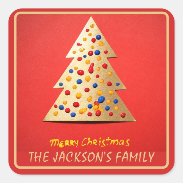 Pegatina Cuadrada Navidades Holly Berry en horneado de comida casero (Anverso)