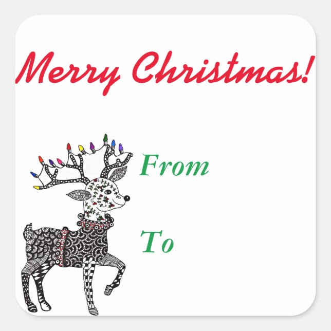 Pegatina Cuadrada Navidades iluminan a Pegatinas renos (Anverso)