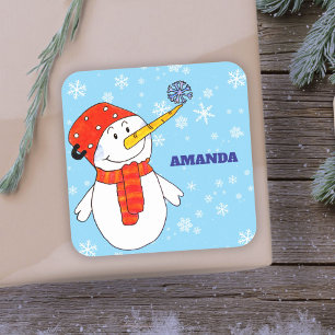 Pegatina Cuadrada Navidades infantiles personalizados por un hombre