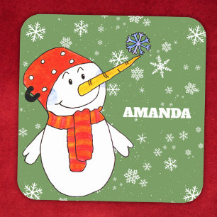 Pegatina Cuadrada Navidades infantiles personalizados por un hombre