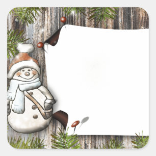 Pegatina Cuadrada Navidades inteligentes Snowman