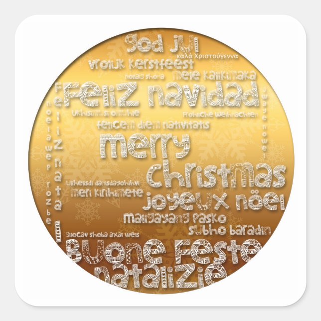 Pegatina Cuadrada Navidades internacionales Navidad Greeting S Pegat (Anverso)