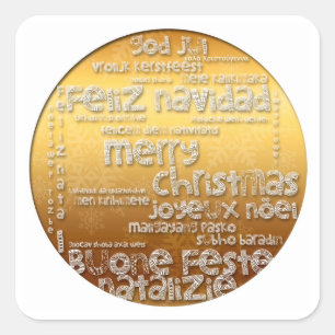 Pegatina Cuadrada Navidades internacionales Navidad Greeting S Pegat