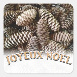Pegatina Cuadrada Navidades Joyeux Noel Holiday Pine Cone