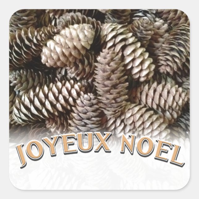 Pegatina Cuadrada Navidades Joyeux Noel Holiday Pine Cone (Anverso)
