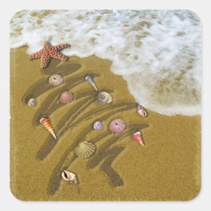 Pegatina Cuadrada Navidades lavados en la costa