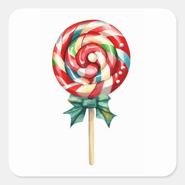 Pegatina Cuadrada Navidades Lollipop (Anverso)