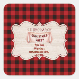 Pegatina Cuadrada Navidades Lumberjack Fiesta Red Buffalo Wood