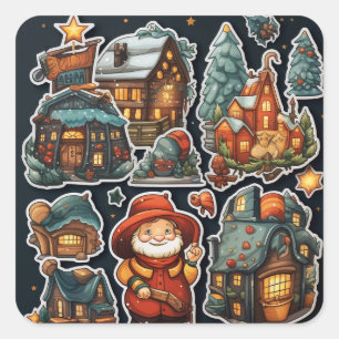 Pegatina Cuadrada Navidades mágicos