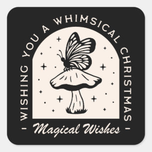 Pegatina Cuadrada Navidades mágicos caprichosos que la bruja desea n