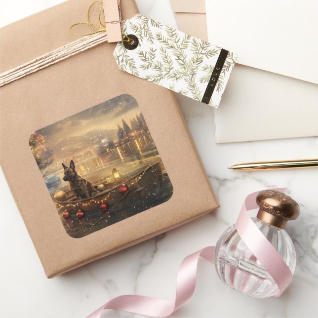 Pegatina Cuadrada Navidades malineses de Bélgica: Viaje festivo (Regalar)