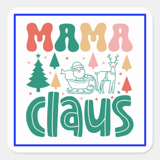 Pegatina Cuadrada Navidades Mama Claus Design-60097 (Anverso)