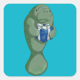 Pegatina Cuadrada Navidades Manatee