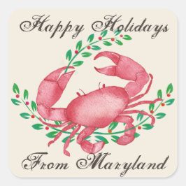 Pegatina Cuadrada Navidades más valientes del Cangrejo de Maryland