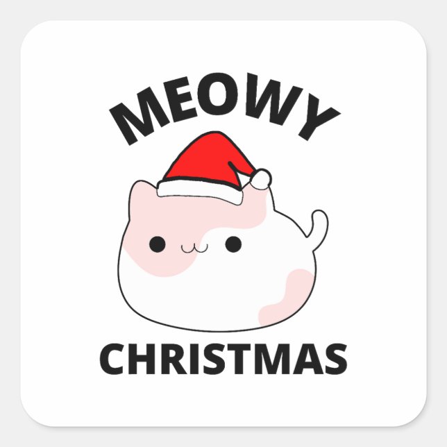 Pegatina Cuadrada Navidades Meowy (Anverso)