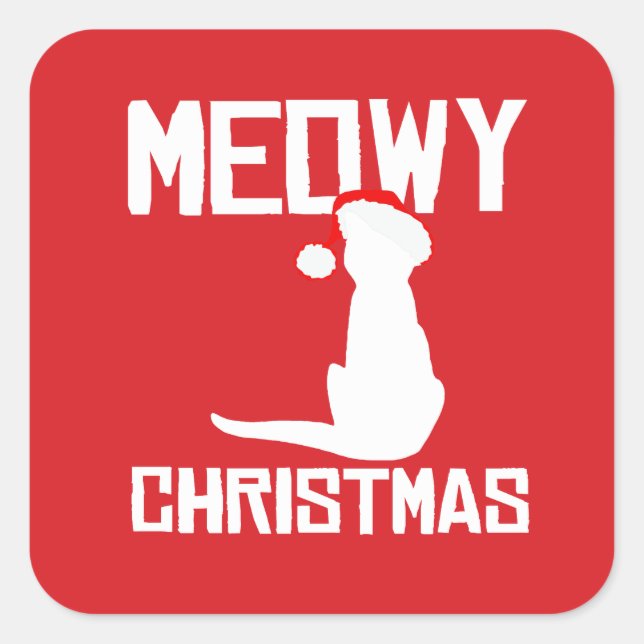 Pegatina Cuadrada Navidades Meowy (Anverso)