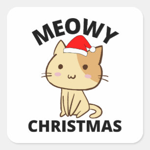 Pegatina Cuadrada Navidades Meowy