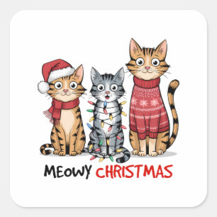 Pegatina Cuadrada Navidades Meowy de Cat Lover