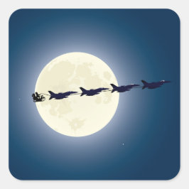 Pegatina Cuadrada Navidades militares de Santa W/ F-16