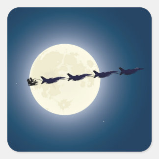 Pegatina Cuadrada Navidades militares de Santa W/ F-16