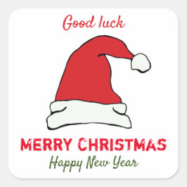 Pegatina Cuadrada Navidades minimalistas y Año Nuevo Feliz