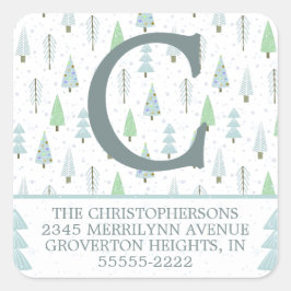Pegatina Cuadrada Navidades modernos Árboles forestales Dirección de