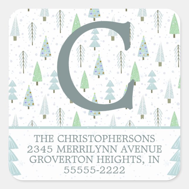 Pegatina Cuadrada Navidades modernos Árboles forestales Dirección de (Anverso)