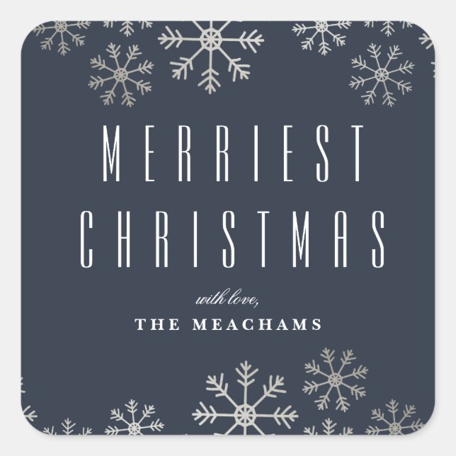Pegatina Cuadrada Navidades modernos de copos de nieve (Anverso)
