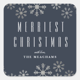 Pegatina Cuadrada Navidades modernos de copos de nieve