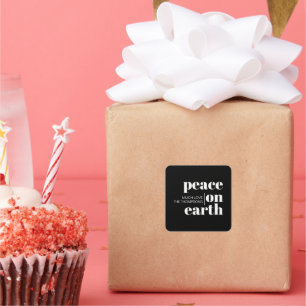 Pegatina Cuadrada Navidades modernos personalizados de Peace On Eart