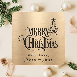 Pegatina Cuadrada Navidades modernos y elegantes de escritura caligr