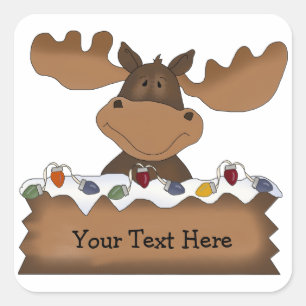 Pegatina Cuadrada Navidades Moose (personalizable)