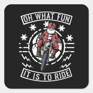 Pegatina Cuadrada Navidades motocicleta Santa Claus Biker Dad Bike