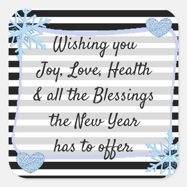 Pegatina Cuadrada Navidades negros y azules bendicen a Pegatinas (Anverso)