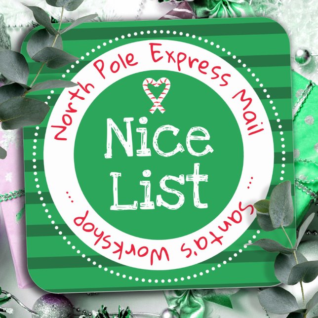 Pegatina Cuadrada Navidades Nice List North Pole Mail (Subido por el creador)
