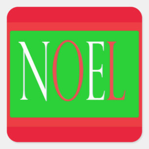 PEGATINA CUADRADA NAVIDADES NOEL DISEÑAN DISEÑO BLANCO ROJO Y VERDE