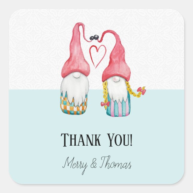 Pegatina Cuadrada Navidades nómadas enamorados acuarela pintada a ma (Anverso)