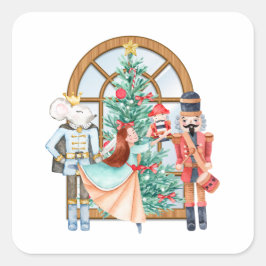 Pegatina Cuadrada Navidades Nutcracker Ballerina Mouse King