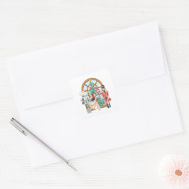 Pegatina Cuadrada Navidades Nutcracker Ballerina Mouse King